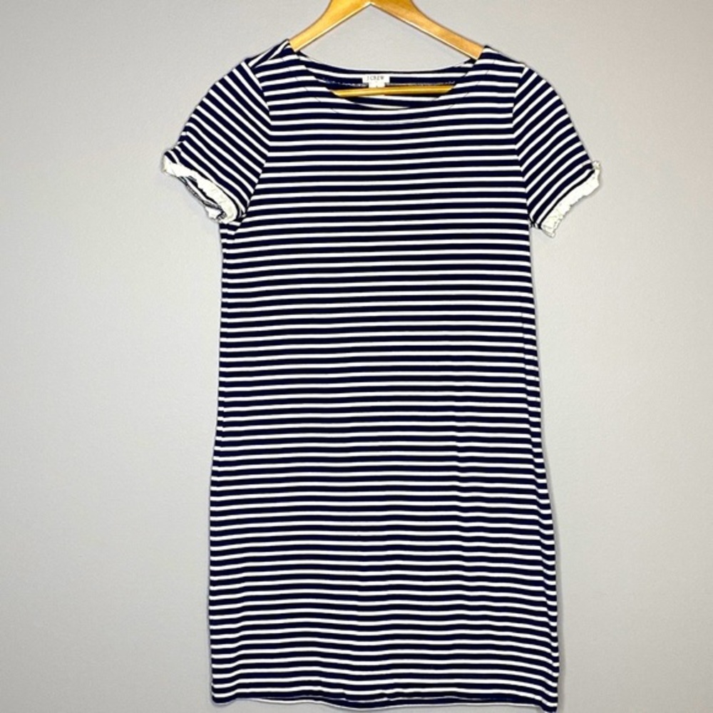 J. CREW J0862 Factory Striped Poplin Trimmed Dress With‎ Ruffle Sleeves